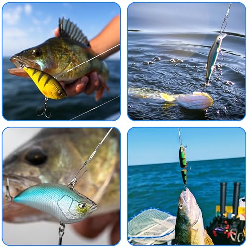 Nylon Fishing Leaders,12/24pcs Nylon Mono Wire Leader Line with Swivel Snaps Lures Rig or Hooks Connect Tackle High Strength Fishing Leader Line for Saltwater Freshwater 20lb/30lb/40lb/50lb - size: 30LB