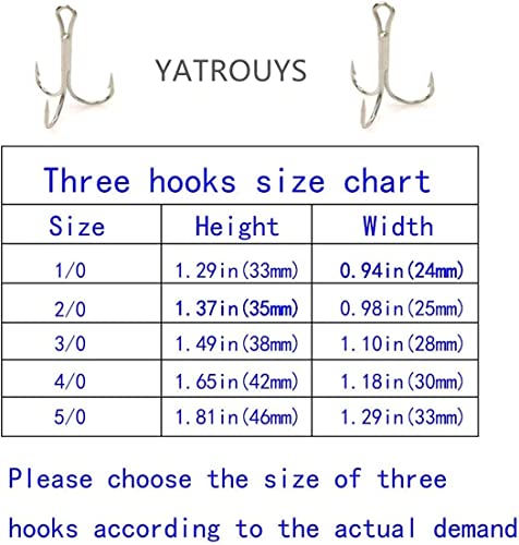 50pcs Fishing Hook Silvery Tuba Treble Hooks High Carbon Treble Hooks Super Sharp Solid Size 1/0 2/0 3/0 4/0 5/0 Triple Barbed Steel Fish Hook - size: 3/0-50pcs