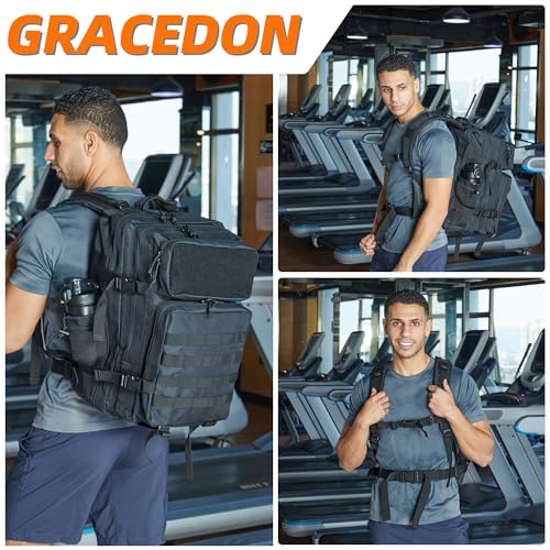 gracedon Tactical Backpack - Military Molle Bag 3 Days Pack for men and Women Large Assault Rucksack 45L (Khaki) - color: Khaki