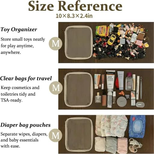 4 pcs Clear Zipper Pouches,Hard Shell Zipper Case, Toiletry Bag for Travel, CLear Diaper Bag, Toiletry Pouch, Travel Organizer, Cosmetic Bag,Toy Storage Bins (M+3S)(Ivory) - color: Ivory, size: M+3S