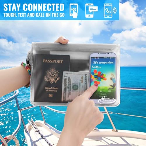 AiRunTech Waterproof Fanny Pack,Phone Pouch Dry Bag for Passport Wallet Purse,Floating Waterproof Bags for Travel Beach Swimming Kayaking Boating Cruise Accessories - color: Black + Clear