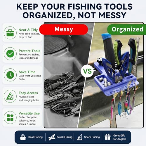 Kayak Fishing Tool Holder, No-Drill T-Track Mount, Reinforced PETG, Fits Standard T-Track Kayaks, Secure Pliers/Knife/Gear Storage, Kayak Accessories for Fishing, Blue - color: Blue