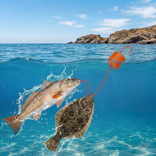 2 Pcs Fishing Stringer Heavy Duty with Float, Fish Stringer System, 15 ft 550lbs Fishing Holder with Metal Needle, Durable Rubber for Caught Fish Freshwater Saltwater Angling - color: Red