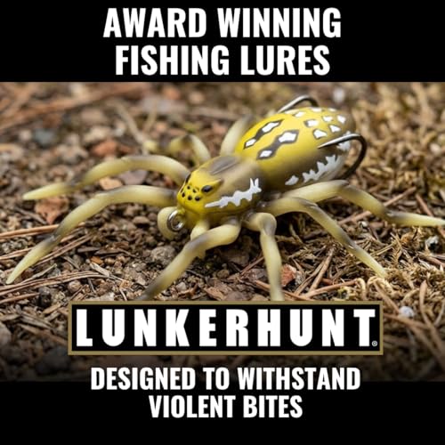 LUNKERHUNT Phantom Spider Lure for Bass Fishing (2.5 Inch) | Topwater Spider Fishing Lure with Natural Walking Action | Soft Hollow Body Weedless Hooks for Trout and Pike - color: Six Spot