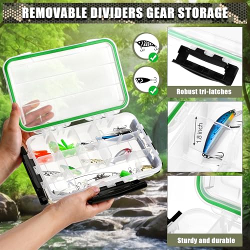 Fishing Tackle Bag with 3 Pcs 3600 Tackle Trays Expandable Soft Fishing Bag Waterproof Camouflage Gear Backpack Padded Shoulder Strap Angler Gear Storage Gifts for Fishermen(Green) - color: Green