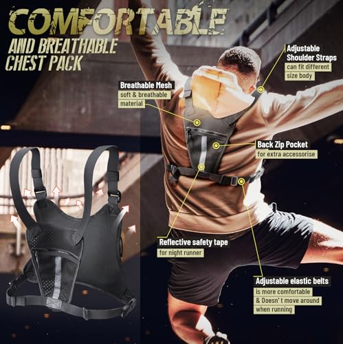 RXW Chest Bag for Men Women, Tactical Chest Rig Holster, EDC Chest Pack | Lightweight No Bounce Chest Holster for CCW EDC Tactical Use Secure Fit for Running Hiking Motorcycle Outdoor - color: Khaki