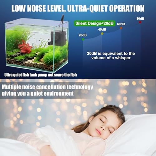 90GPH Mini Submersible Pump, Small Fountain Pump (5W 350L/H), Ultra Quiet Aquarium Water Pump for Fish Tank, Tabletop Fountain, Pet Fountain, Indoor or Outdoor Pond Fountain Pump (5W)