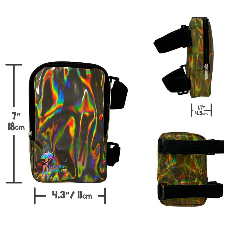 Holographic Thigh Bag | Leg Harness for Women | Outdoor Leg Pouch | Carnival Hiking Travel Fanny Pack with Adjustable Straps | Brown - color: Brown