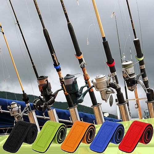Wettarn 30 Pcs Fishing Pole Straps Fishing Rod Wrap Elastic Pole Carrier Rod Ties Stretchy Holder for Gear and Equipment Casting Rods Holder Strap Belt - style: Multicolor