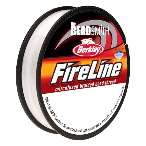 The Beadsmith Fireline by Berkley, Micro-Fused Braided Thread | 4lb. Test, .005”/.12mm Dia, 50 Yd Spool, Crystal Color, Super Strong Stringing Material for Jewelry Making and Bead Weaving - color: Crystal, size: 4lb, .005”, 50 yard