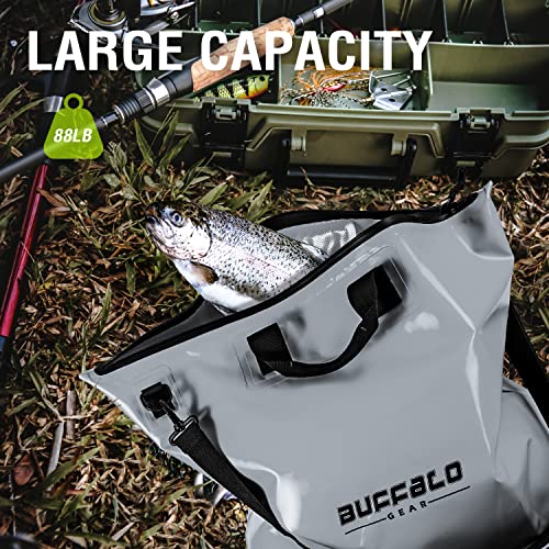 Buffalo Gear Fish Tournament Weigh in Bag for Bass Fishing, Heavy Duty Fish Bag for Caught Fish Waterproof,Leakproof,Puncture Resistant - color: Grey-25×23in