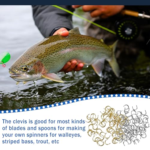 Shaddock Fishing Spinner Clevis Kit, Quick Change Spinner Easy Spin Clevis for Lure Making Spinnerbait Parts Crawler Harness Spinner Supplies Walleye Rig Accessories Freshwater Saltwater - color: Mixed-240pcs