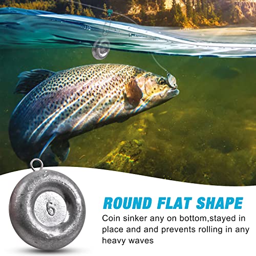 Disc Sinkers Fishing Weights, Coin Sinkers Weights Saltwater Surf Fishing Weights Catfishing Gear Tackle 8oz 6oz 5oz 4oz 3oz 2oz 1oz - style: 3oz-5pack