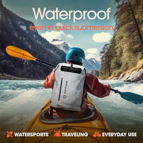 Earth Pak Waterproof Backpack - Heavy Duty Hiking Backpack - Roll-Top Closure Bag - Cushioned Dry Bag Waterproof Phone Case - color: Grey, size: 55L