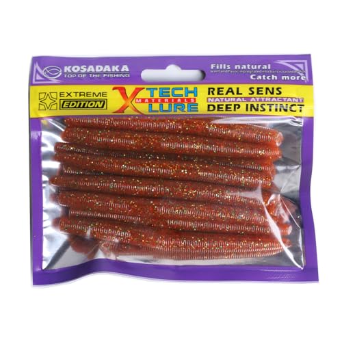 Fishing Soft Plastic Lures - 10pcs Rubber Worms for Fishing Bass, 3.93" Watermelon Color, for Freshwater & Saltwater Fishing - color: Watermelon Slice