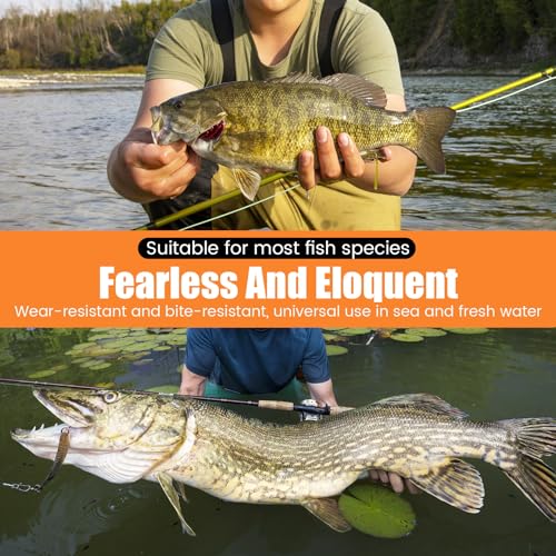 YOTO 10/20 Pcs Fluorocarbon Fishing Leaders with Swivel and Snap, 100% Fluorocarbon Wire for Saltwater & Freshwater Fishing, Ideal for Catching Bass, Trout, Pike, and More. - color: 10pcs/bag, size: 8in-20lb