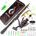 Fishing Rod and Reel Combos, Unique Design with X-Warping Painting, Carbon Fiber Telescopic Fishing Rod with Reel Combo Kit with Tackle Box, Best Gift for Fishing Beginner and Angler - color: Red, size: 1.8 m 5.91 ft (Tackle Box)
