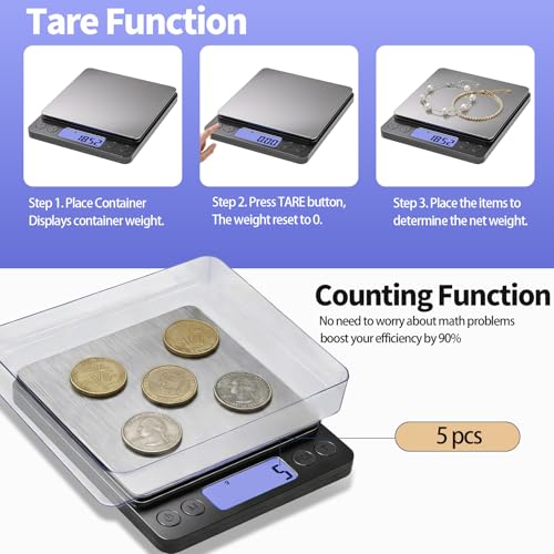 SKEAP Coin Scale to Weigh Coins, 1kg/0.01g High Accuracy Gram Scale for Coin Collectors, Gold and Jewelry, with USB Charging, LCD Display, PCS Counting, Includes Charging Cable and AAA Batteries - size: Black,1kg /0.01g
