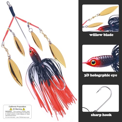 Multi-Blade Spinnerbait, Umbrella Rig Fishing Bass Kit，Snakehead Skirt Lure for Pike Bass Trout Salmon Freshwater（5pcs）