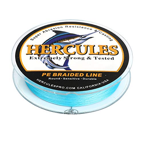 HERCULES Cost-Effective Super Cast 8 Strands Braided Fishing Line 10LB to 300LB Test for Salt-Water,109/328/547/1094 Yards(100M/300M/500M/1000M),Diam.#0.12MM-1.2MM,Hi-Grade Performance,Variety Colors - color: Blue, size: 30LB-0.28MM-328YDS(300M)-8 STRANDS