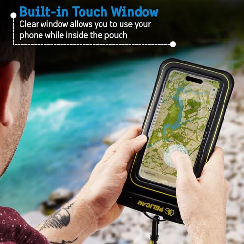 Pelican 2 Pack Marine Waterproof Phone Pouch (Regular) -Black/Hi-Vis Yellow | Touchscreen IP68 Floating Waterproof Phone Case w/Detachable Lanyard - Fits All Phones - Beach Cruise Ship Travel Essentials - color: Black/Neon - 2 Pack - Regular, size: Regula