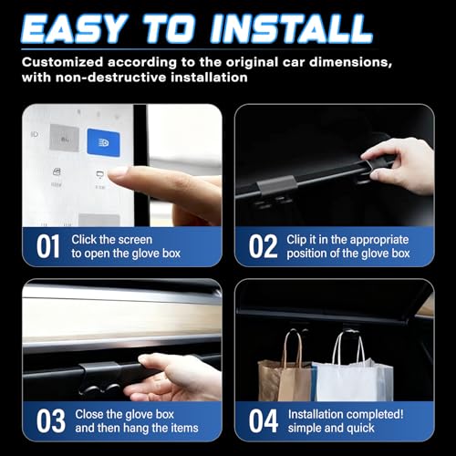 2PCS Glove Box Hooks for Tesla Model Y Juniper 2025 2026 & Model 3 Highland | Car Purse Hook & Organizer Bag Holder - color: 2PCS