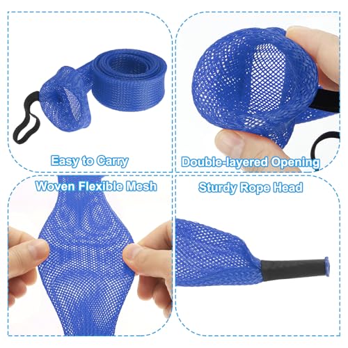 PATIKIL Rod Sock, Fishing Rod Sleeve Cover Braided Mesh Pole Protector Gloves Fishing Tools Pointed End for Spinning Fishing Rod Fly Rod Ice Rod Casting Rod - color: Dark Blue, size: 75 Inch
