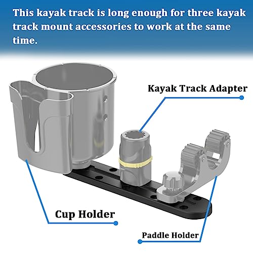 Huntury Kayak Track, Kayak Low Profile Track, Kayak Rail, Kayak Accessories Mount Track, Kayak Gear Track for Fishing Rod Holder, Fish Fider, Cup Holder, Anchor Cleats - style: 2pcs 8“ Length