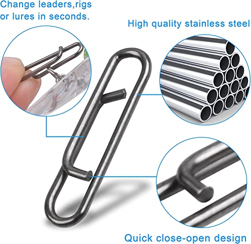 Fishing Power Clips Kit,40PCS High Strength Stainless Steel Speed Clip for Fishing Lure Quick Change, Freshwater Saltwater Crankbait Popper Lures Quick Snap Connector Tackle
