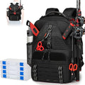 Fishing Tackle Backpack,Tackle Bags with 2 Rod Holders & 4 Tackle Boxes, Water-Resistant Large Tackle Bag Storage Bag for Fishing Gear, Fisher Gifts for Men, Black - color: A-Black with 4 Tackle Boxes