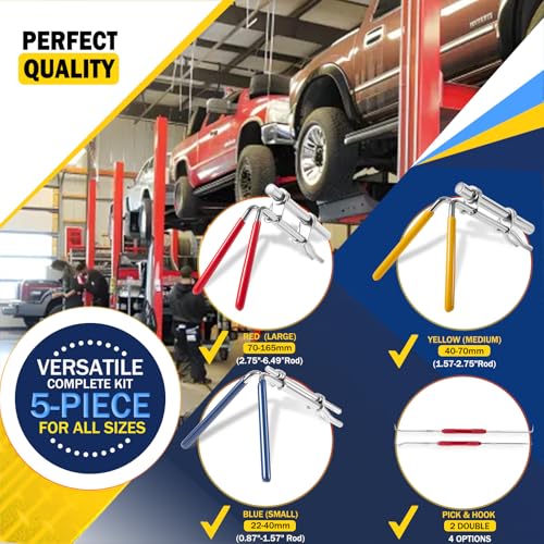 Upgraded 5 Pcs Hydraulic Cylinder Seal Installation Tool Kit –Professional Rod Seal Installer with Multi-Size Twistor Tools for 0.87''-6.49'' Rods, Ideal for Car,Boat Repairs, Includes Pick & Hook Set