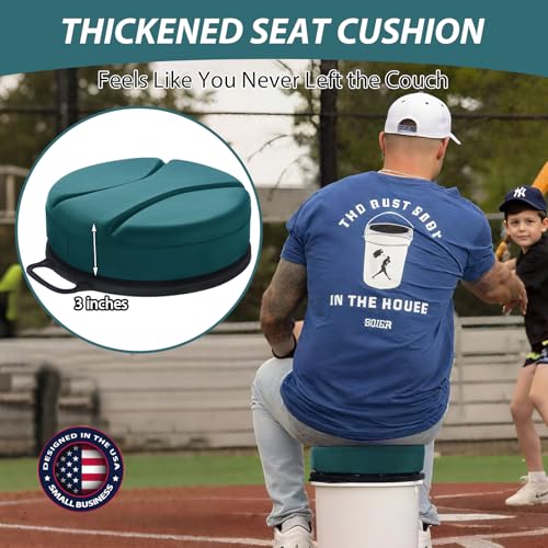 5 Gallon Bucket Seat with 3" Thick Seat Foam Cushion, 360°Swivel Bucket Lid Seat, Waterproof & Silent Bucket Seats for Dove Duck Hunting, Ice Fishing, Baseball, Camping - color: Green