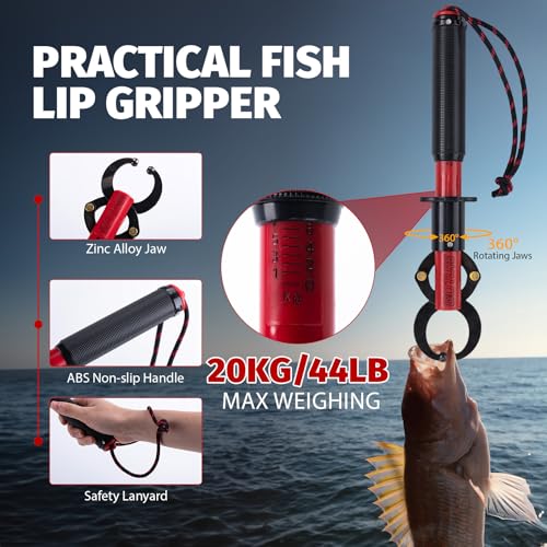 Goture Fishing Tool Kit,Fishing Pliers,Fillet Knife with Sheath,Fish Lip Gripper,Fish Hook Remover,Lanyard,Line Scissors,Sharpener,Stainless Steel Soap,Saltwater Gear Kit,Red/Pink,Gifts for Men/Women - color: A10:10pcs Fishing Tool Kit