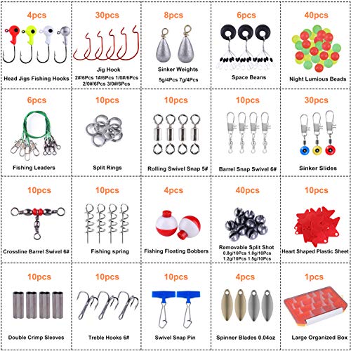 PLUSINNO Fishing Lures, All-in-One Fishing Tackle Box with Tackle Included, Fishing Gear Lure Bait Accessories Kit for Freshwater Bass Trout, Ideal Fishing Gifts for Men, Father & Beginners - color: 263Pcs Fishing Accessories Kit