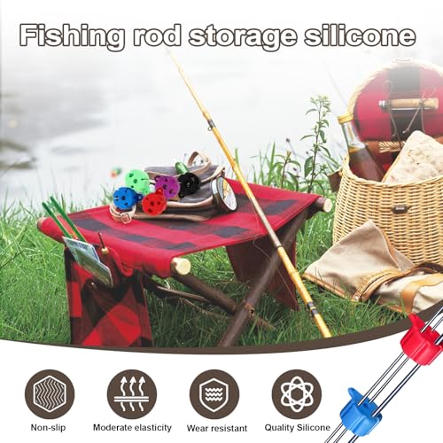 5 Pack Fishing Rod Straps, Fishing Rod Holder Clips, Fishing Rod Fixed Ball, Silicone Fishing Rod Holder Straps