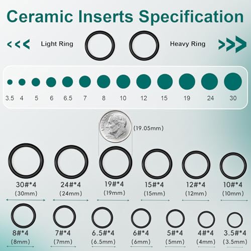 Fishing Rod Repair Kit, Fishing Pole Eyelet Repair -13 Sizes 52Pcs Ceramic Guide Rings for Replacement, Rod Tip Accessories & Gear | High-Hardness | Low-Friction/w A&B Epoxy Glue Tweezer