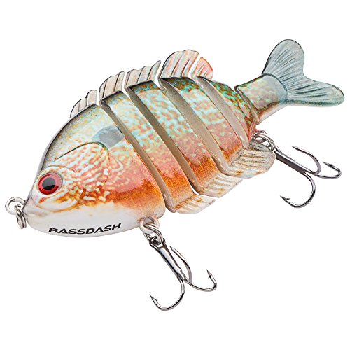 BASSDASH SwimPanfish Multi Jointed Panfish Bluegill Swimbaits Hard Topwater Bass Lures Fishing Lure Crank Saltwater 3.5in/0.85oz - color: LONGEAR