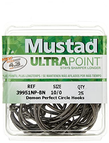 Mustad Demon Perfect® Inline Circle Hook - 1X Fine Fishing Hook, Wide Gap Circle Hook, Ideal for Saltwater & Freshwater Fishing, Original Design Big Fishing Hook - size: 4/0, style: Pack of 100
