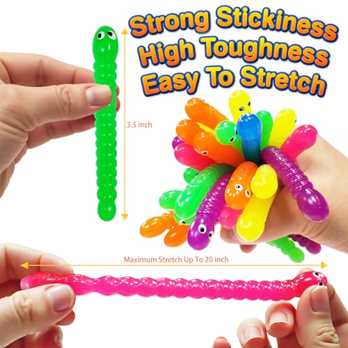 36 PCS Colorful Stretchy Strings Sensory Fidget Worm Toys Party Favors Pack for Kids & Adults Perfect Stocking Stuffers for Boys & Girls