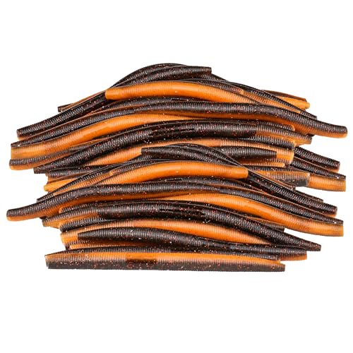 Soft Fishing Worm 100PCS, 3/4/5/6" Mega Value Pack Senko Style Soft Lures for Bass, Plastic Worm Stick Baits, Multicolor, Cost-Effective Fishing Gift - color: Rainbow Trout, size: 5"