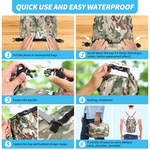Dry Bags Waterproof Dry Sacks Small Lightweight Dry Bag with Strap for Paddle Board Kayaking Fishing Camping Hiking (5L) - size: 5L