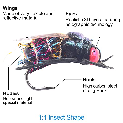 YZD Realistic Fly Fishing Dry Wet Nymph Trout Flies Topwater Lures for Freshwater Saltwater High Simulation Hand Tie Lure Kits - color: 21-A-02