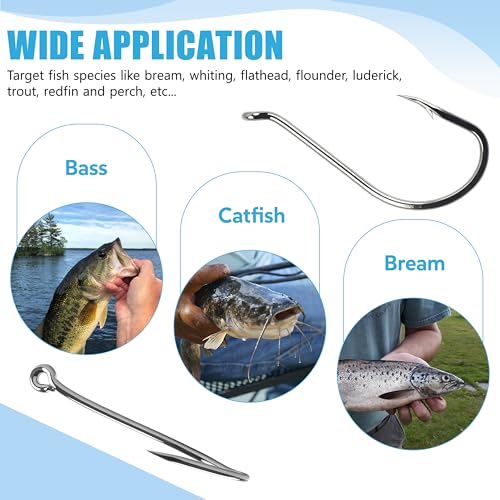 Octopus Fishing Hooks, 100pcs Offset Circle Hooks High Carbon Steel Catfish Hooks Freshwater Saltwater Fishing Gear Tackle 11 Sizes - size: 4/0-100pcs