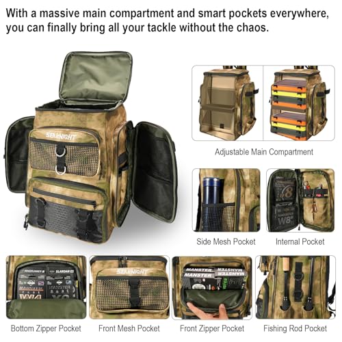 Seaknight Fishing Tackle Backpack (Yellow Camou) - color: Yellow Camou