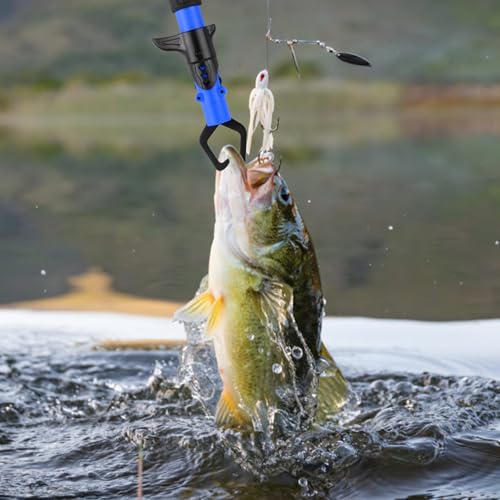 mouhike Fishing Pliers Fish Lip Gripper Fishing Tool Kit Muti-Function Saltwater Fishing Line Cutter Hook Remover with Sheath Lanyard, Fly Ice Fishing Gear Fishing Gifts for Men Women - color: Blue & Black