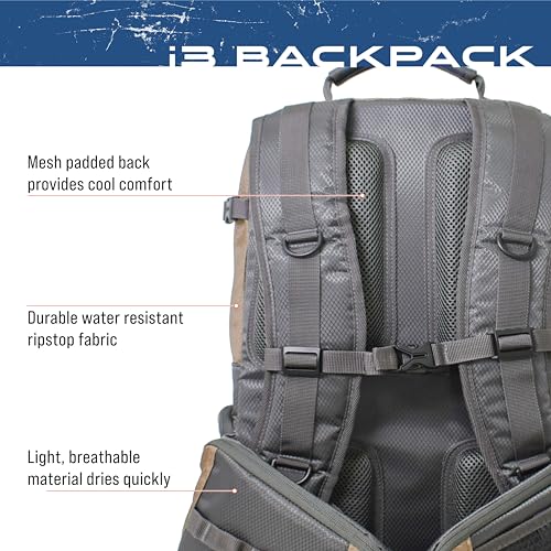 FROGG TOGGS i3 Fishing Backpack, Tackle Storage, Includes 3-3600 Bait Trays - color: Solid Elements Brown