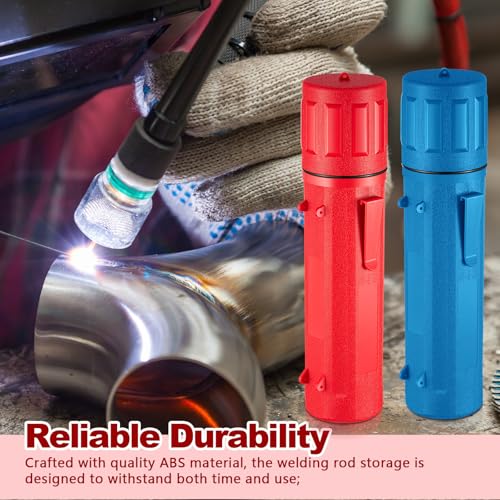 Zonon 2 Pcs Welding Rod Storage Tube 14 Inch Stick Electrode Storage Container Airproof Waterproof Canister (holds 350mm / 13.7in Rods)(Red and Blue) - color: Red and Blue