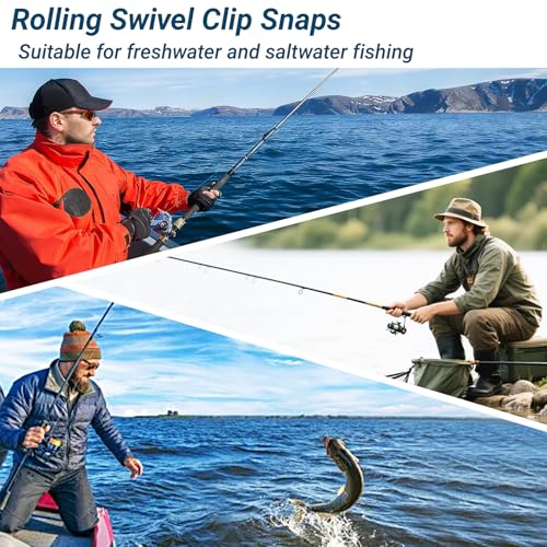 Atibin Saltwater Freshwater Snap Swivels Stainless Heavy Steel Fishing Clips Swivel Barrel Clip Fishing Snaps Rolling Speed Change Black Nickel - size: Size 3/0+L (101lb) 25 pcs