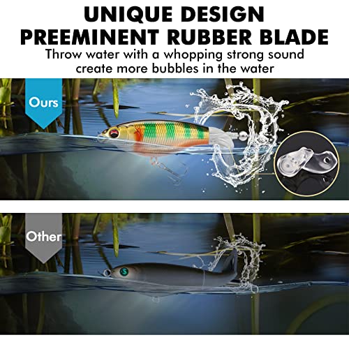 TRUSCEND Popobait Easy Catch Fishing Lures with BKK Hooks, Instant Startup, Longer Cast, Balanced Spray/Sound/Swim, Plopper Topwater Lures for Bass, Trout, Pike, Walleye, Freshwater Saltwater Fishing - color: B-2.8",0.2oz
