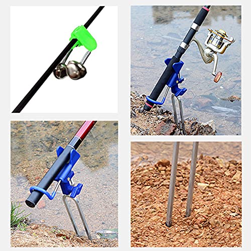 2 Pack Fishing Rod Holders for Bank Fishing 360 Degree Adjustable Bank Fishing Rod Rack Stand, Folding Portable and Rust-Proof Pole Stand